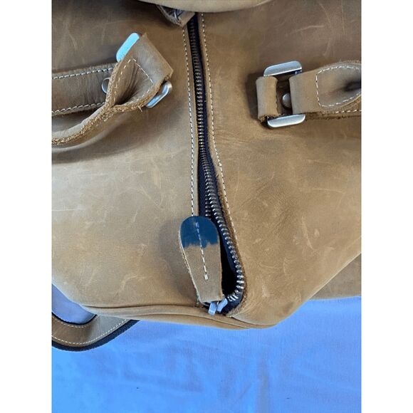 Holssen Tan Leather Travel/Weekend Midsize Bag, Shoulder Strap, Zipper Closure - Picture 5 of 8